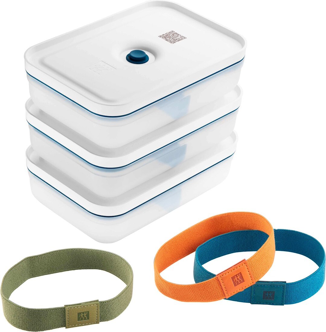 Zwilling Fresh & Save Vakuum-Lunchboxen, marineblau, mit Bändern, 3 St.