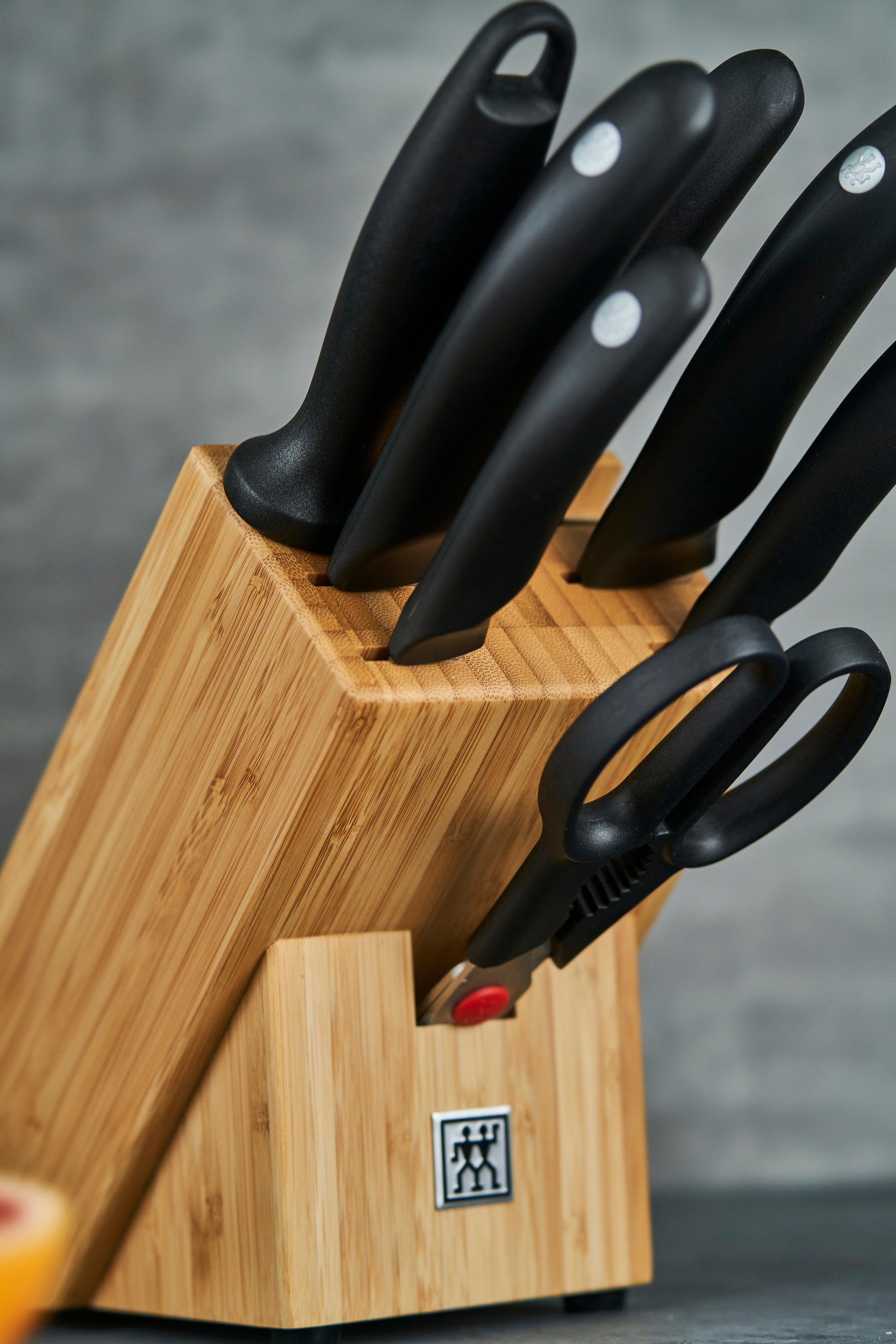 Zwilling Style Block with 5 knives, scissors and sharpener 8